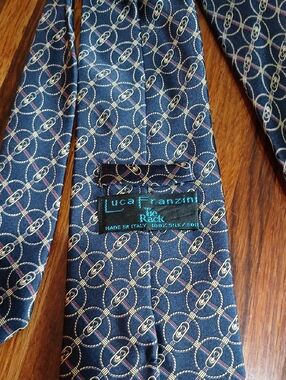 Luca Franzini Navy Patterned Silk Tie
